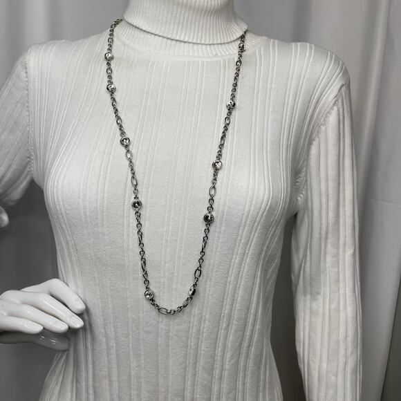 Chico's silver tone necklace signed costume jewelry classic simple trendy - Picture 10 of 16
